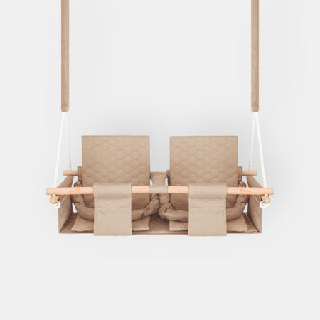 Baby twins swing - Waterproof and Secure Beige Double Seat