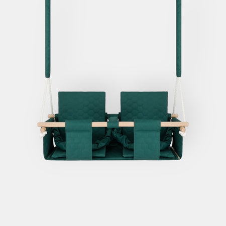 Baby twins swing - Waterproof and Secure Dark Green Double Seat