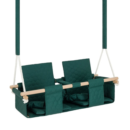 Baby twins swing - Waterproof and Secure Dark Green Double Seat