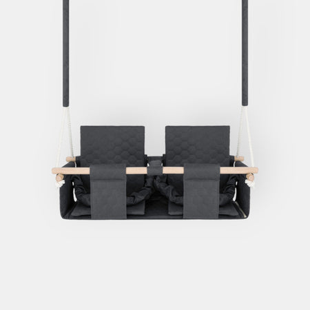 Baby twins swing - Waterproof and Secure Dark Grey Double Seat