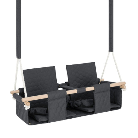 Baby twins swing - Waterproof and Secure Dark Grey Double Seat