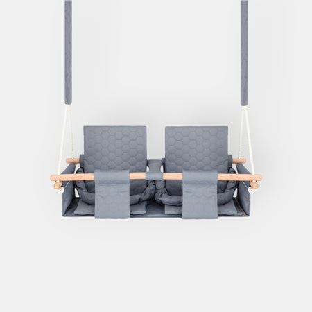 Baby twins swing - Waterproof and Secure Grey Double Seat