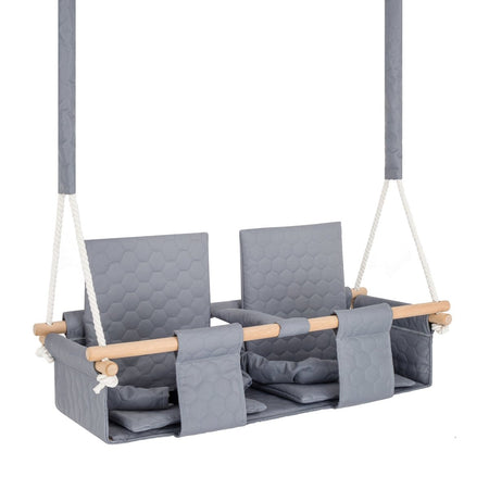 Baby twins swing - Waterproof and Secure Grey Double Seat