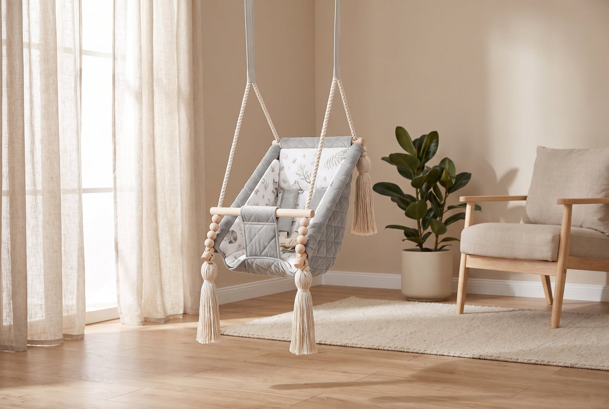 Newborn Swing Baby Hammock Light Grey in a children's room