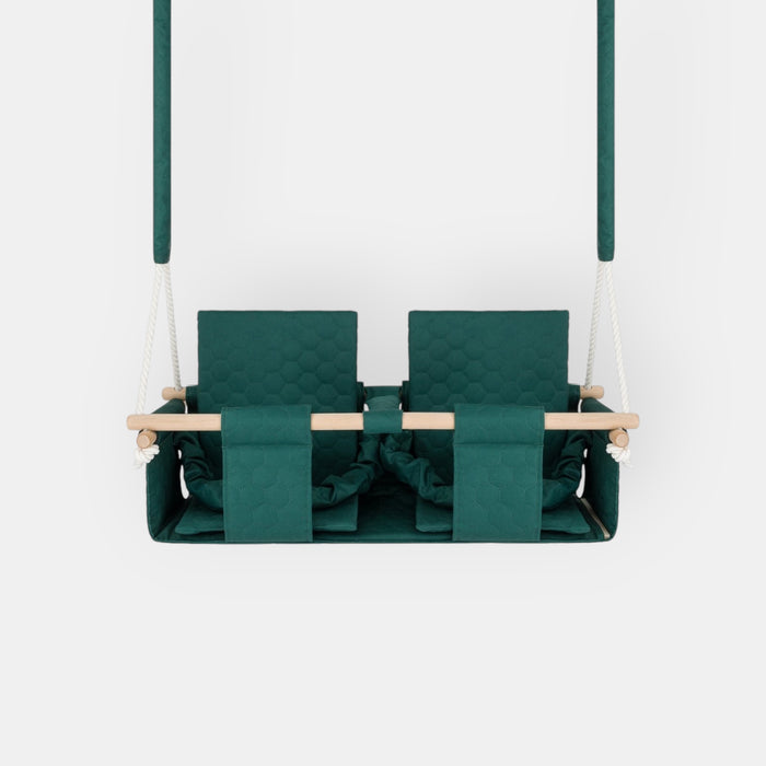 Baby twins swing - Waterproof and Secure Dark Green Double Seat