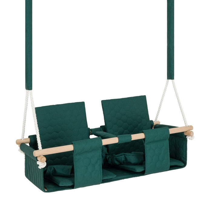 Baby twins swing - Waterproof and Secure Dark Green Double Seat