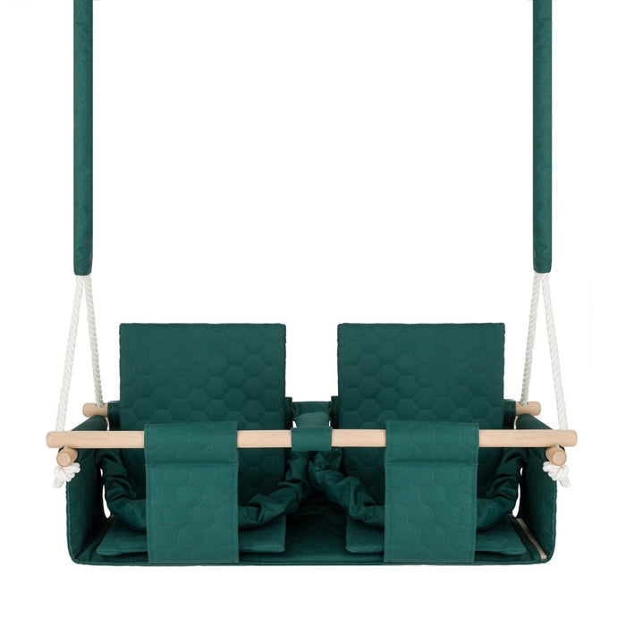 Baby twins swing - Waterproof and Secure Dark Green Double Seat