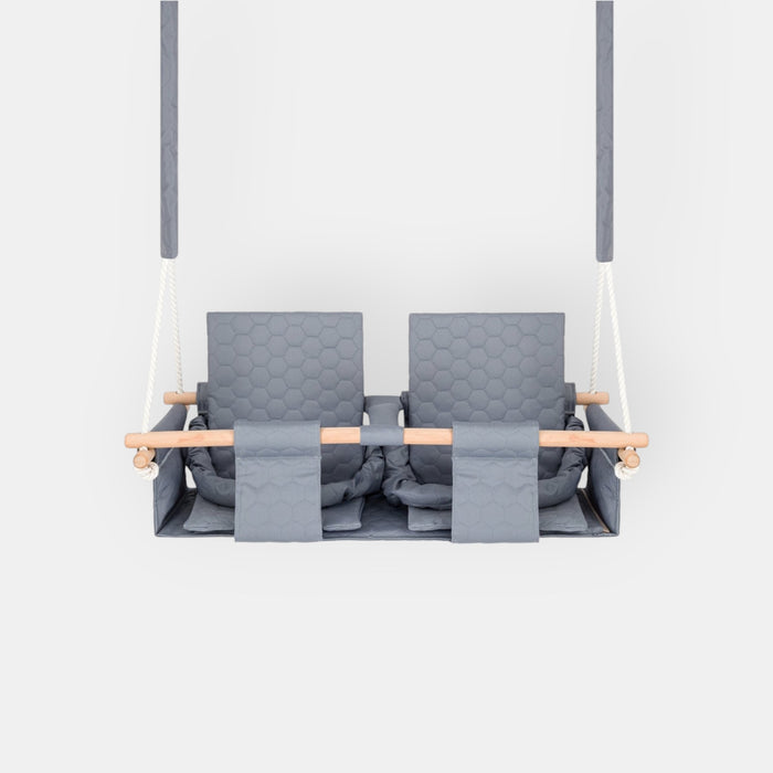Baby twins swing - Waterproof and Secure Grey Double Seat