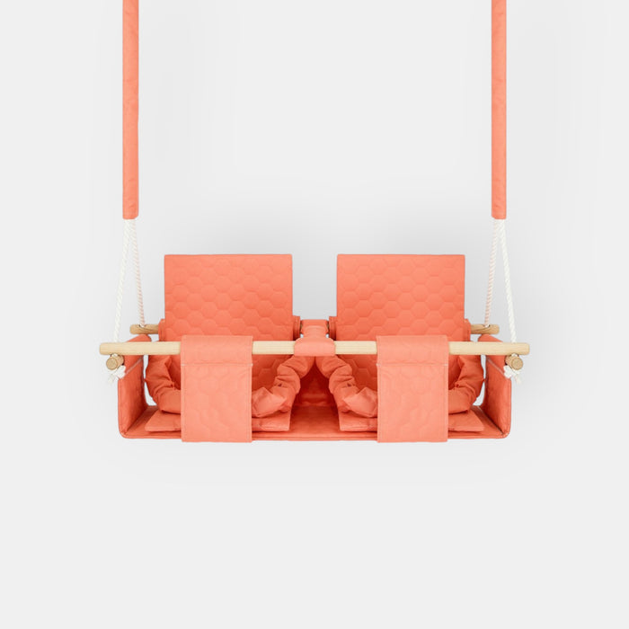 Baby twins swing - Waterproof and Secure Orange Double Seat