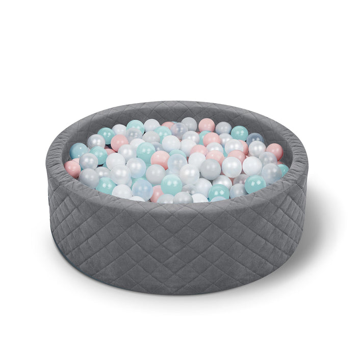 Dark Grey Ball Pit with 300 Pastel Balls – Safe & Stylish Sensory Play for Babies & Toddlers