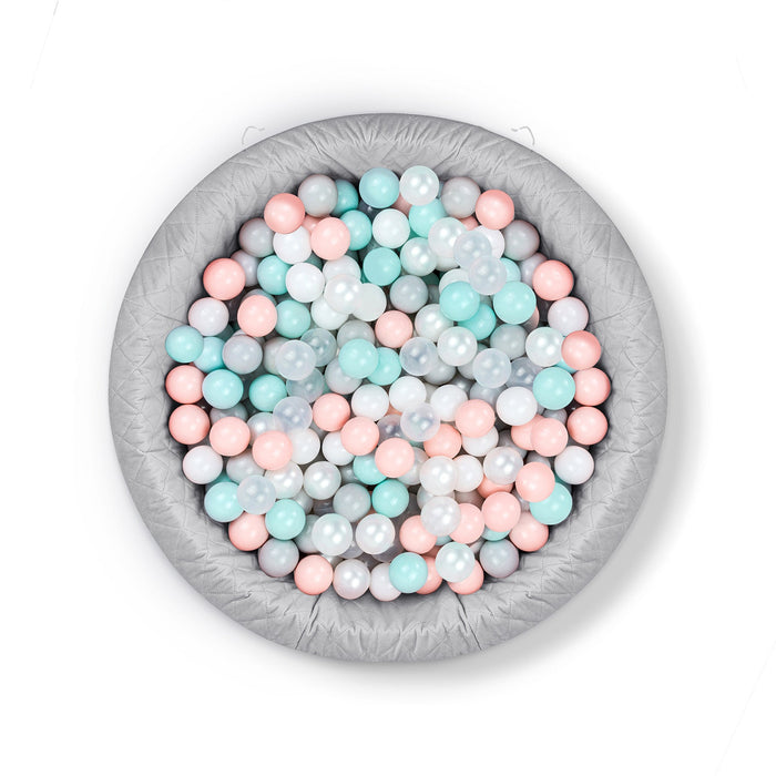 Light Grey Ball Pit with 300 Pastel Balls – Safe & Stylish Sensory Play for Babies & Toddlers