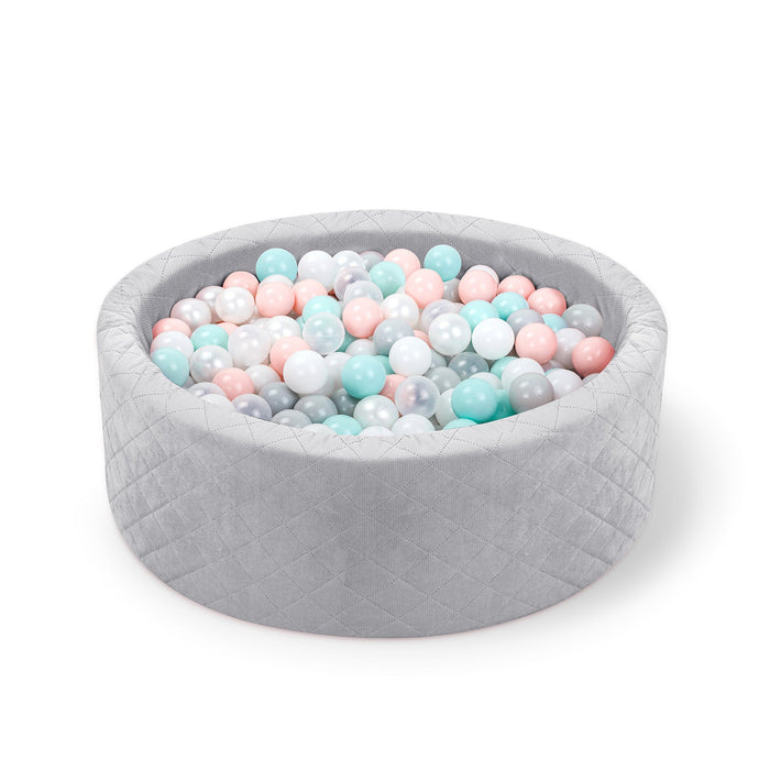 Light Grey Ball Pit with 300 Pastel Balls – Safe & Stylish Sensory Play for Babies & Toddlers
