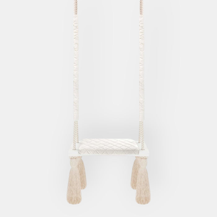 Wooden Board Velvet Indoor Swing - Beige