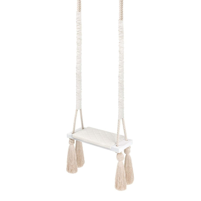Wooden Board Velvet Indoor Swing - Beige