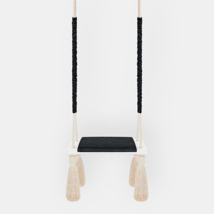 Wooden Board Velvet Indoor Swing - Black