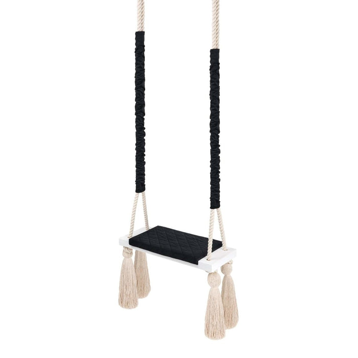 Wooden Board Velvet Indoor Swing - Black