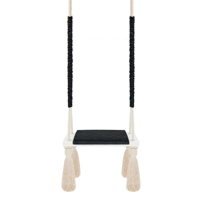 Wooden Board Velvet Indoor Swing - Black