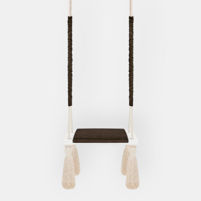 Wooden Board Velvet Indoor Swing - Brown