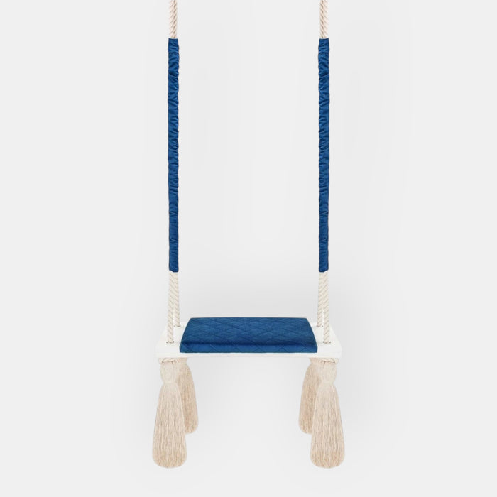 Wooden Board Velvet Indoor Swing - Dark blue