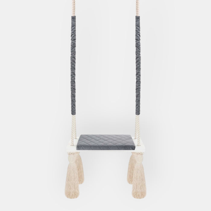 Wooden Board Velvet Indoor Swing - Dark grey