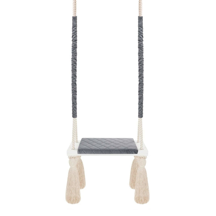 Wooden Board Velvet Indoor Swing - Dark grey