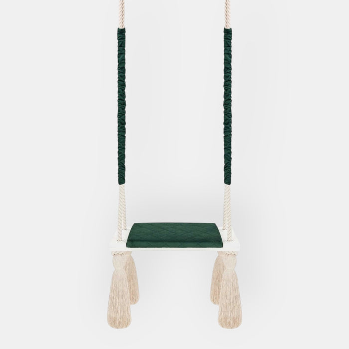 Wooden Board Velvet Indoor Swing - Green