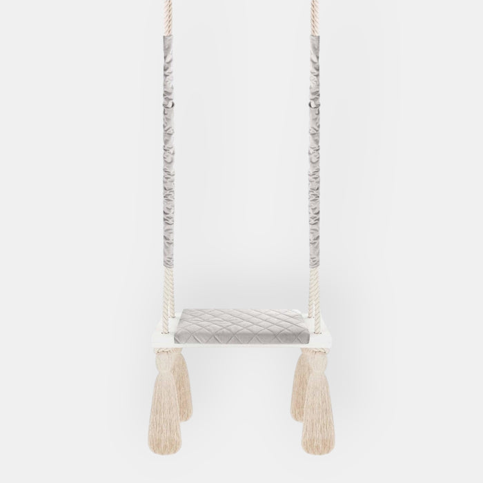 Wooden Board Velvet Indoor Swing - Light Grey