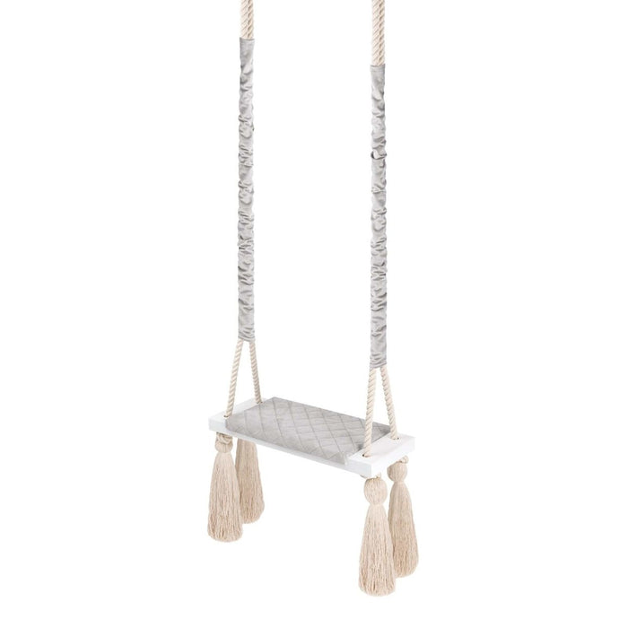 Wooden Board Velvet Indoor Swing - Light Grey