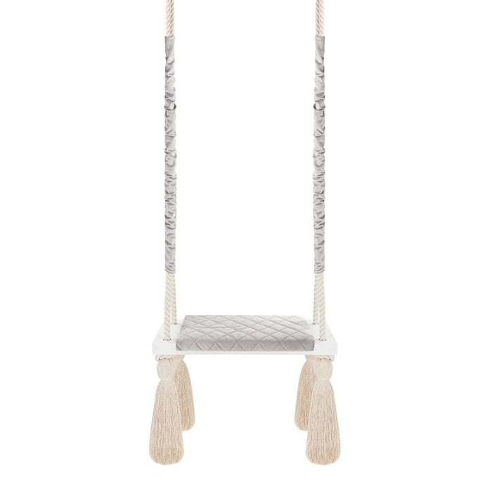 Wooden Board Velvet Indoor Swing - Light Grey