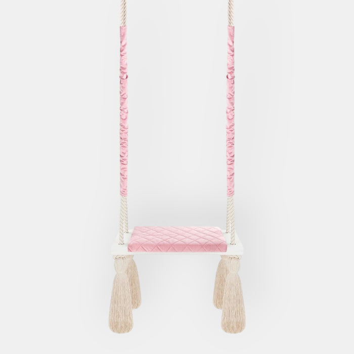 Wooden Board Velvet Indoor Swing - Pink