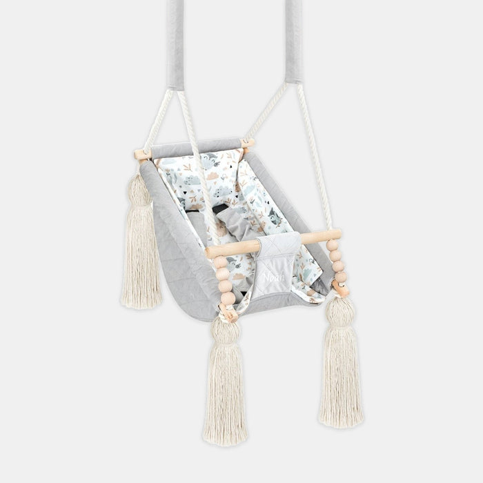 Baby Hammock Light Grey, in velvet with optional name embroidery on the front