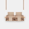 Baby twins swing - Waterproof and Secure Beige Double Seat, front view on a light background