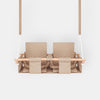 Baby twins swing - Waterproof and Secure Beige Double Seat, front view on a white background with two quilted seats