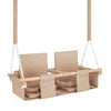 Baby twins swing - Waterproof and Secure Beige Double Seat, three-quarter view with double seat and wooden bar