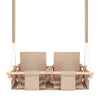 Baby twins swing - Waterproof and Secure Beige Double Seat, front view with double seat and padded backrests