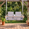 Baby twins swing - Waterproof and Secure Grey Double Seat, outdoors on a patio