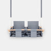 Baby twins swing - Waterproof and Secure Grey Double Seat, front view on a light background
