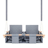 Baby twins swing - Waterproof and Secure Grey Double Seat, front view with double seat and padded backrests