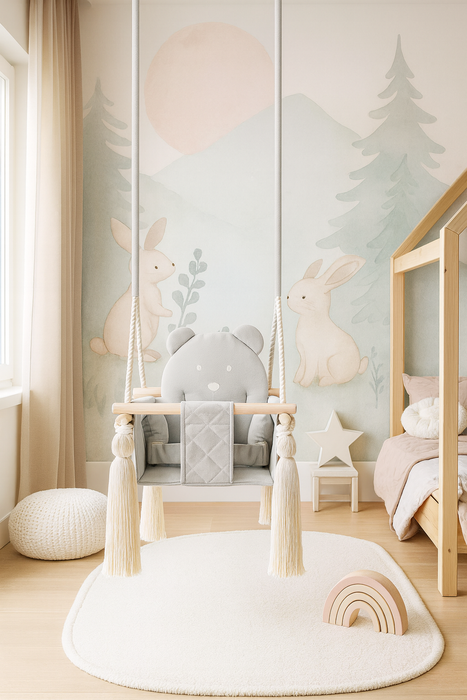 Indoor Swing For Toddler and Baby Childroom Light Grey