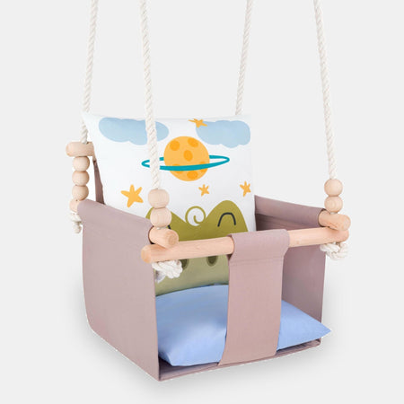 Safari Collection Crocodile Indoor Baby Swing, front view on a light background