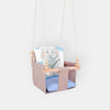 Safari Collection Elephant Indoor Baby Swing, front view with bar and wooden beads