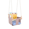 Safari Collection Giraffe Indoor Baby Swing, full view with ropes and wooden beads