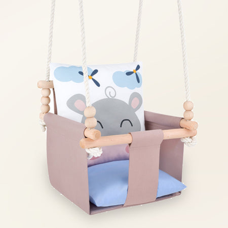 Safari Collection Hippo Indoor Baby Swing, front view