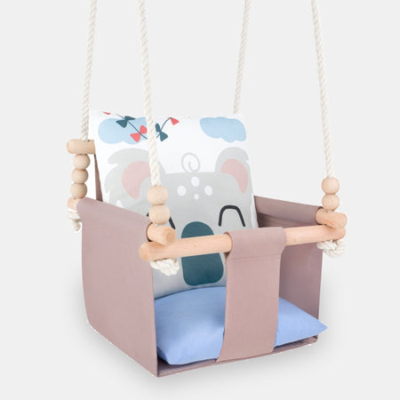 Safari Collection Koala Indoor Baby Swing, front view on a light background