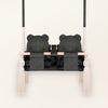 Twins Swing Secure Indoor Dark Grey, in velvet, front view with two bear-design seats