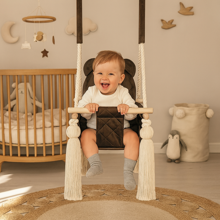 Indoor Swing For Toddler and Baby Childroom Brown