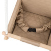 Waterproof secure baby swing Beige, inside of the seat with safety strap and padded edge