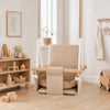 Waterproof secure baby swing Beige, hung indoors in a bright children's room