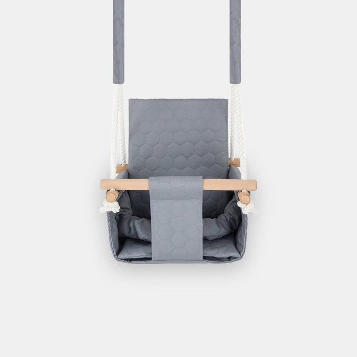 Waterproof secure baby swing Light Grey, front view on a light background