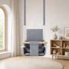 Waterproof secure baby swing Light Grey, hung indoors in a bright children's room